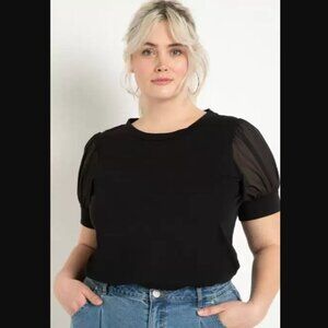 Eloquii Combo Sleeve Tee Black 22 / 24